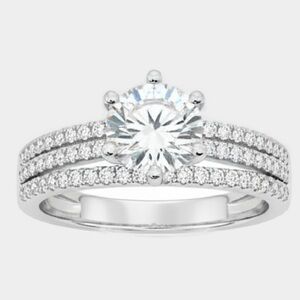 Over 1 Ctw Moissanite Bridal Wedding Ring Set 925 Sterling Silver GRA Certified